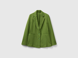 Blazer sciancrato in misto cotone