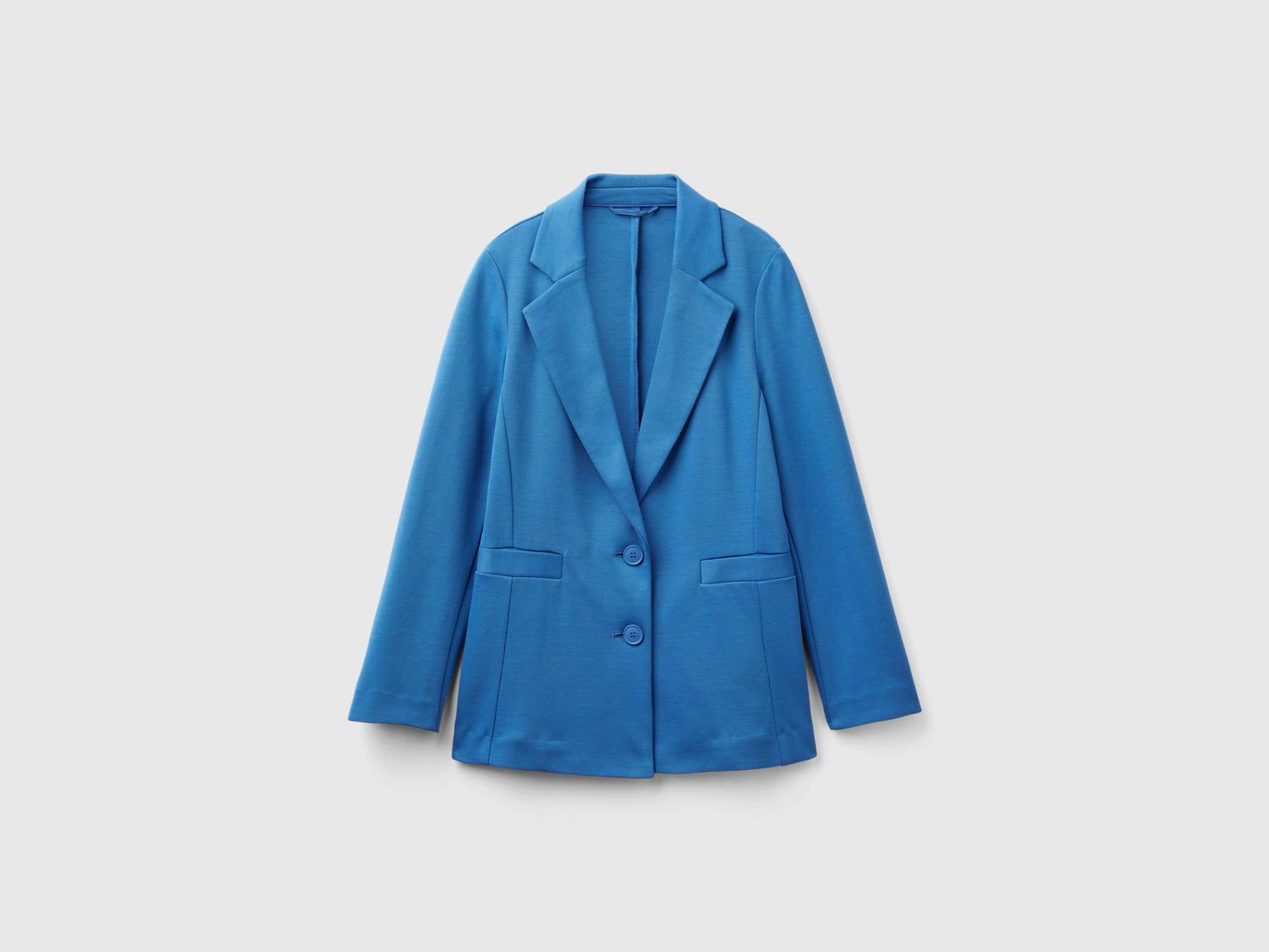Blazer sciancrato in misto cotone da donna blu | Benetton Outlet