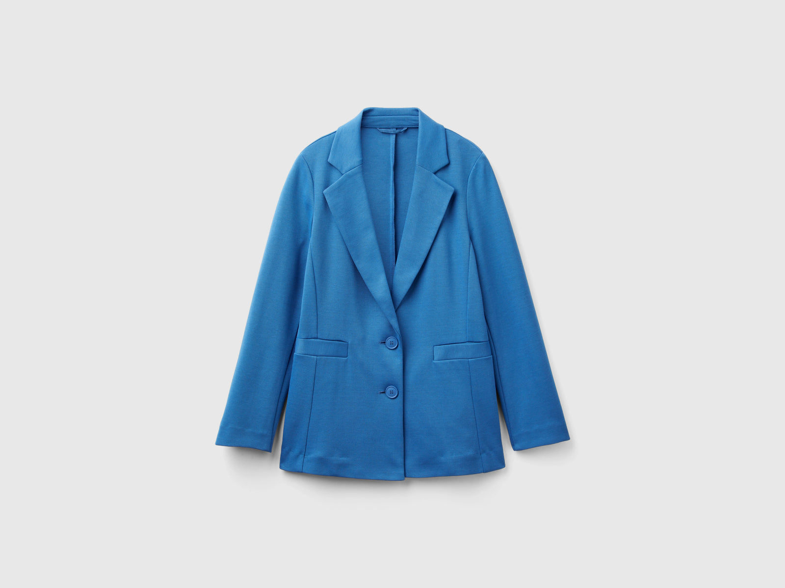Blazer sciancrato in misto cotone da donna blu | Benetton Outlet