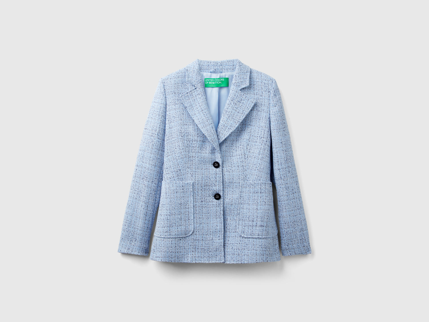 Blazer sfiancato in tweed da donna azzurro | Benetton Outlet