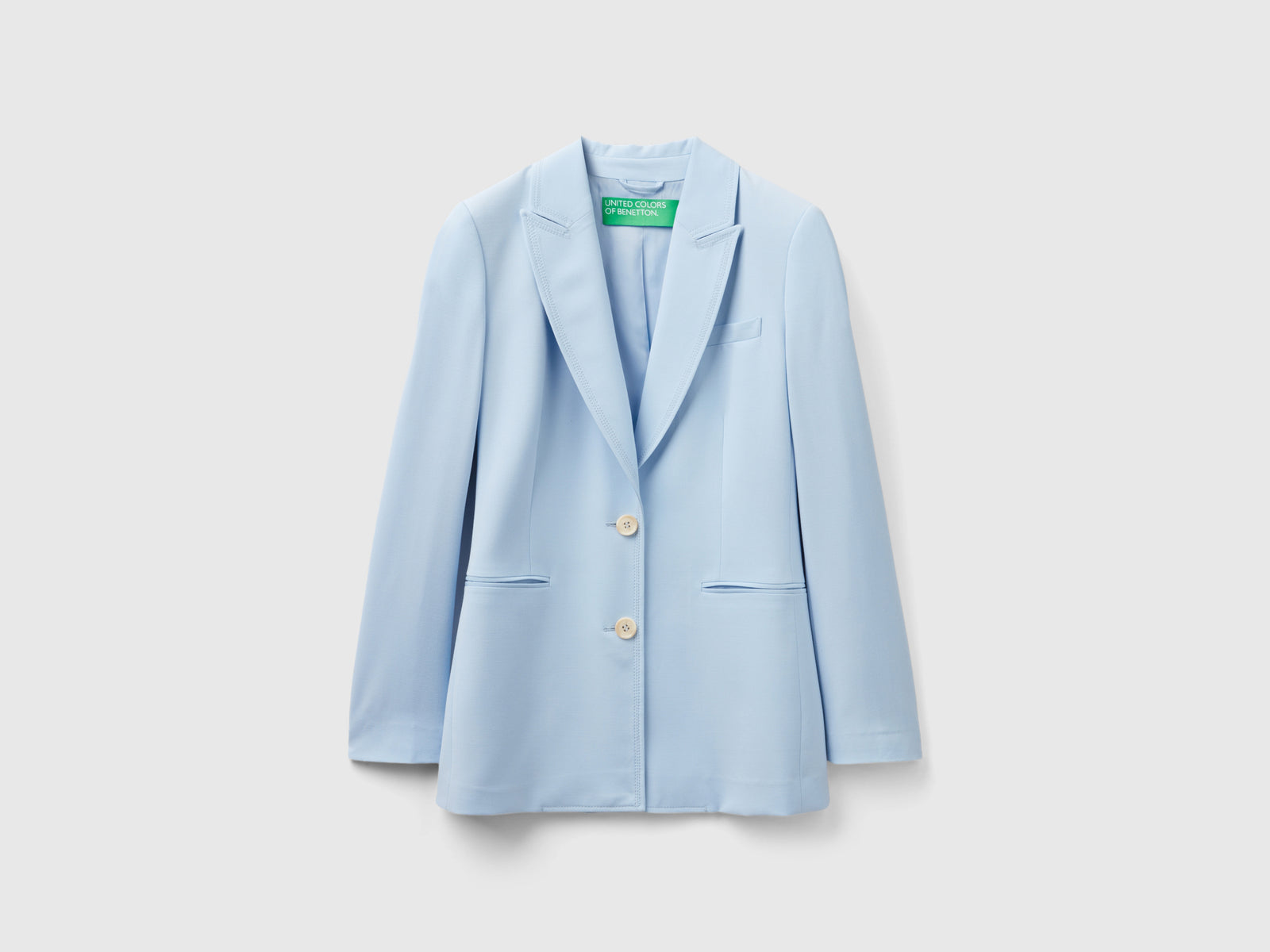 Giacca fluida slim fit da donna celeste | Benetton Outlet