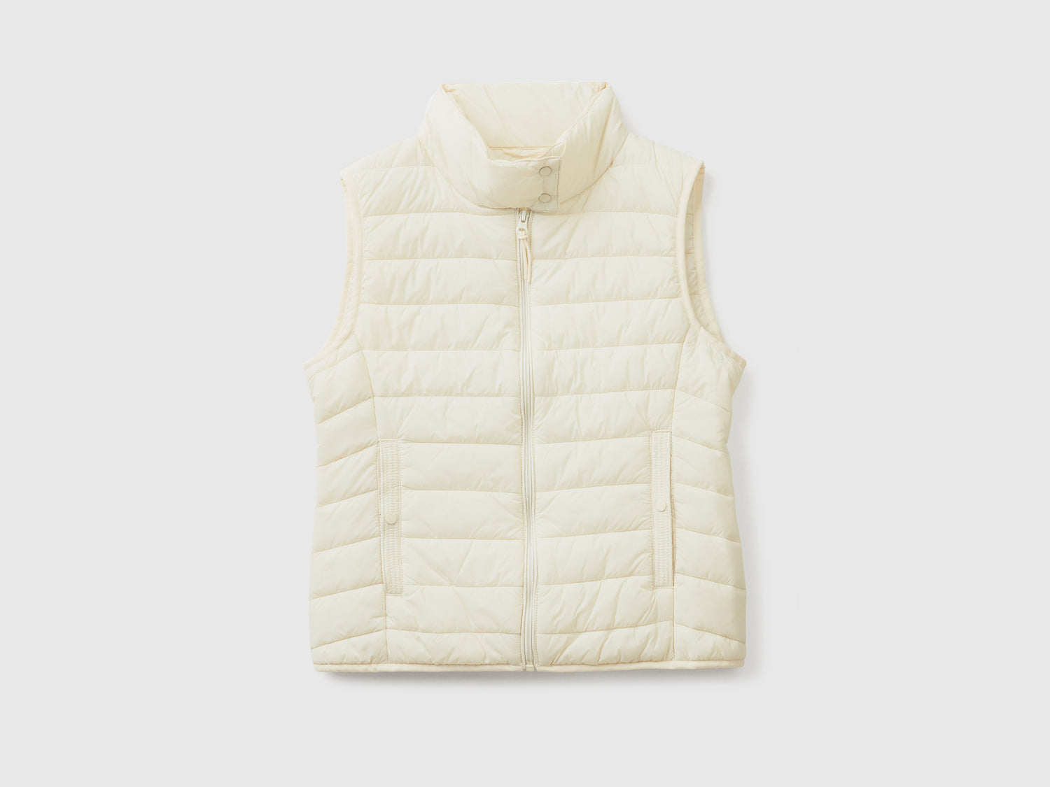 Chaqueta sin mangas acolchada con guata reciclada da donna bianco panna | Benetton Outlet