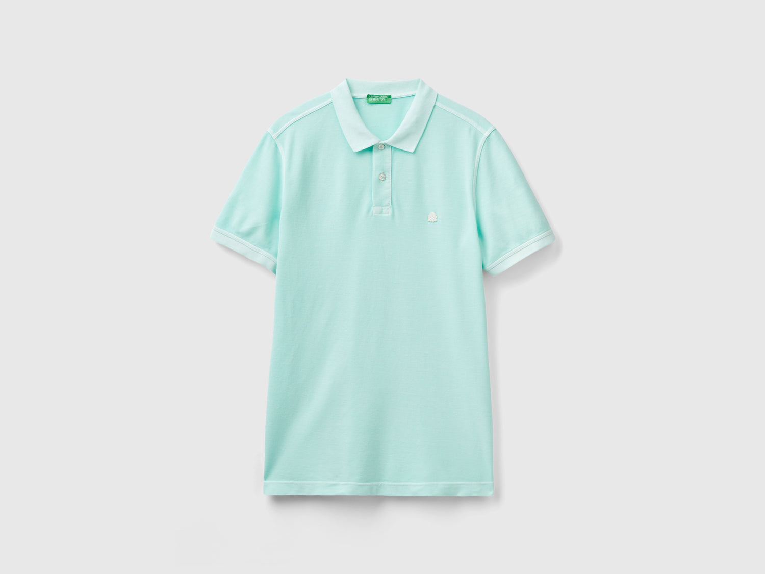 Polo de corte regular 100% algodón orgánico da uomo verde acqua | Benetton Outlet