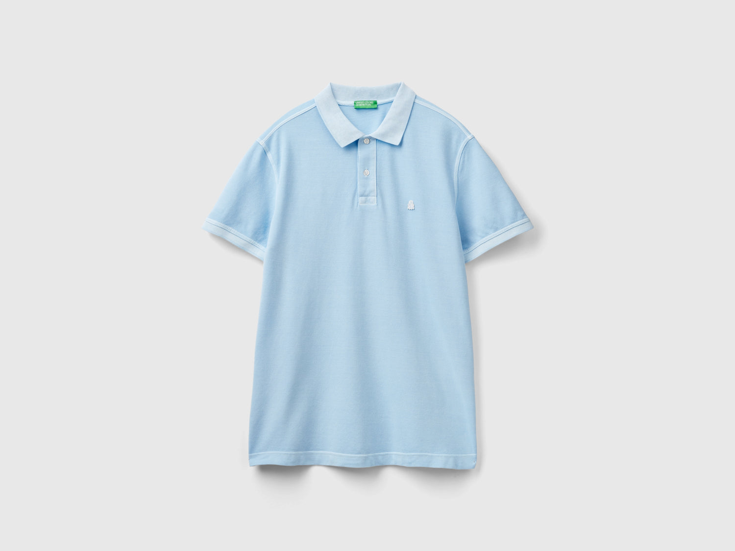 Polo de corte regular 100% algodón orgánico da uomo celeste | Benetton Outlet