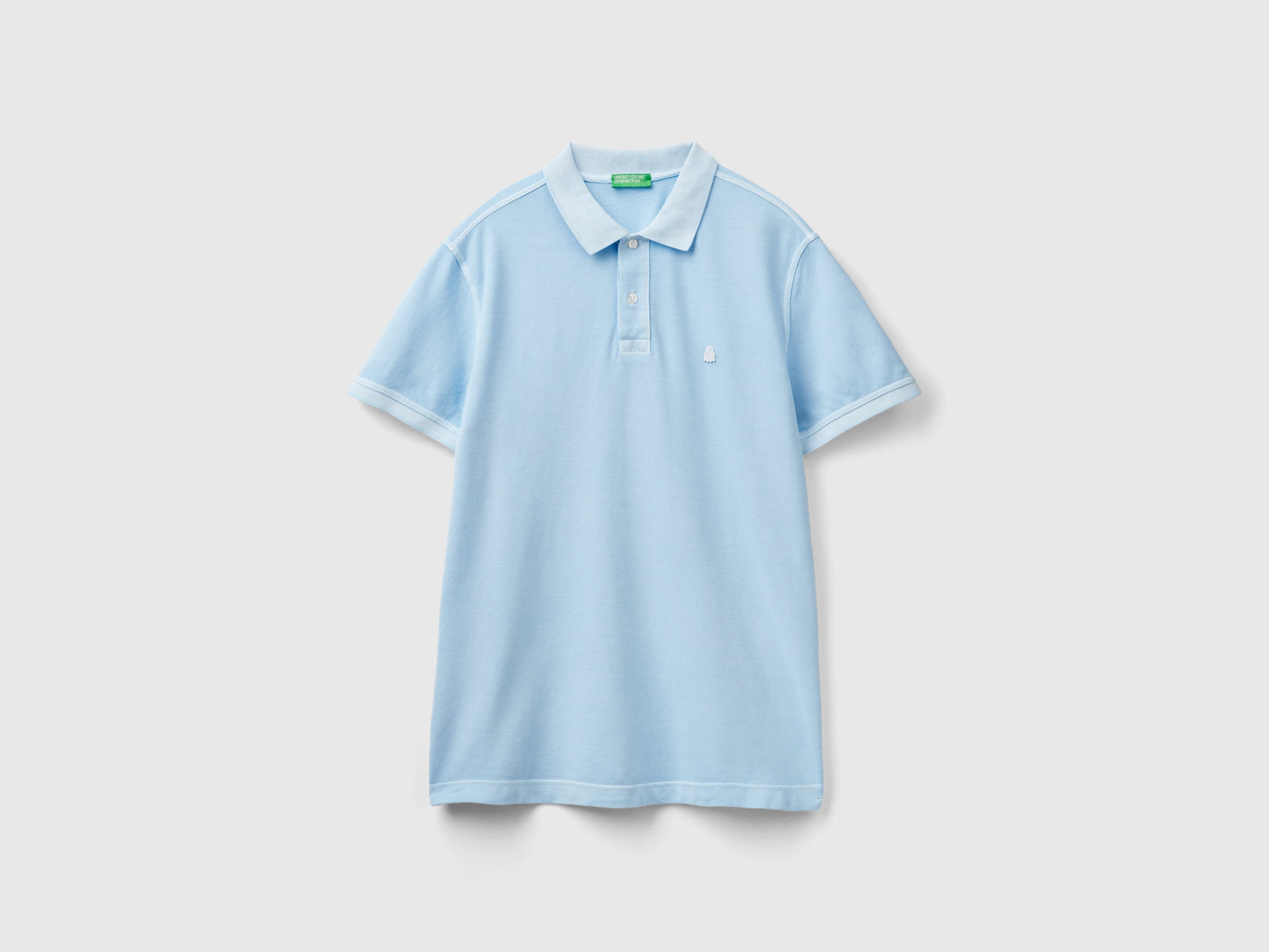 Polo de corte regular 100% algodón orgánico da uomo celeste | Benetton Outlet