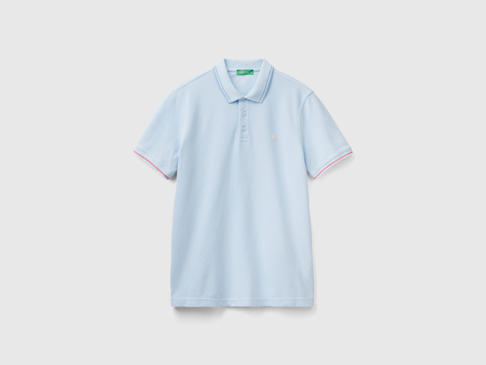Polo in cotone bio da uomo celeste | Benetton Outlet