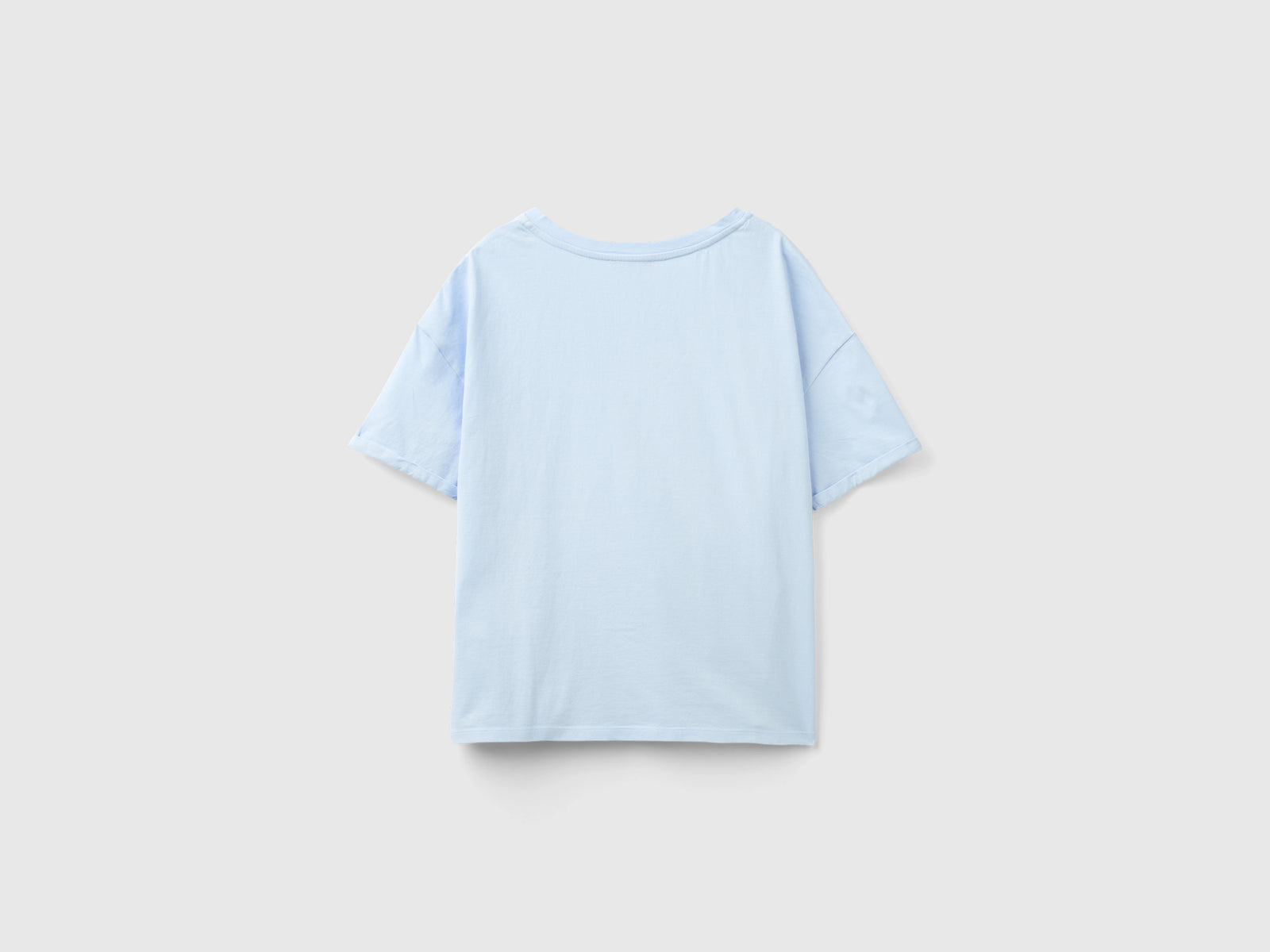 Maglietta con ricamo floreale da donna celeste 2 | Benetton Outlet