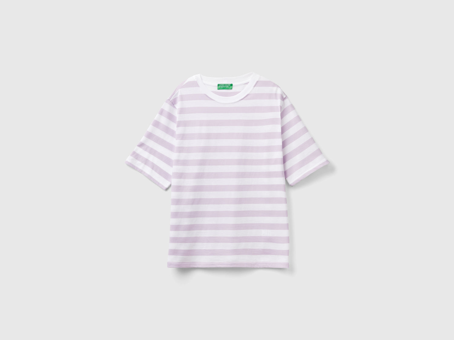 T-shirt a righe comfort fit da donna lilla | Benetton Outlet