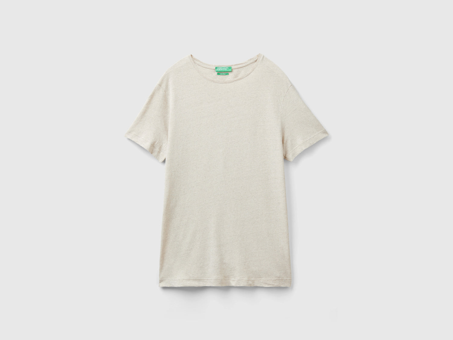 Maglietta in misto lino da uomo bianco panna | Benetton Outlet