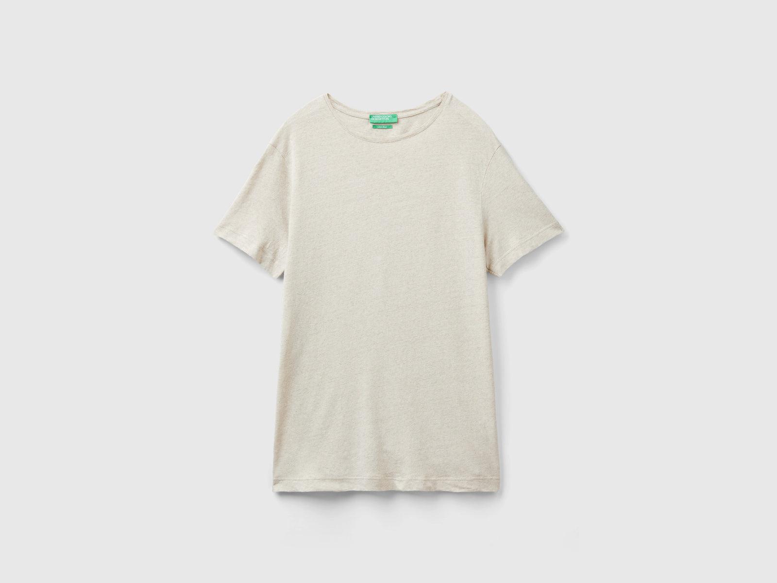 Maglietta in misto lino da uomo bianco panna | Benetton Outlet