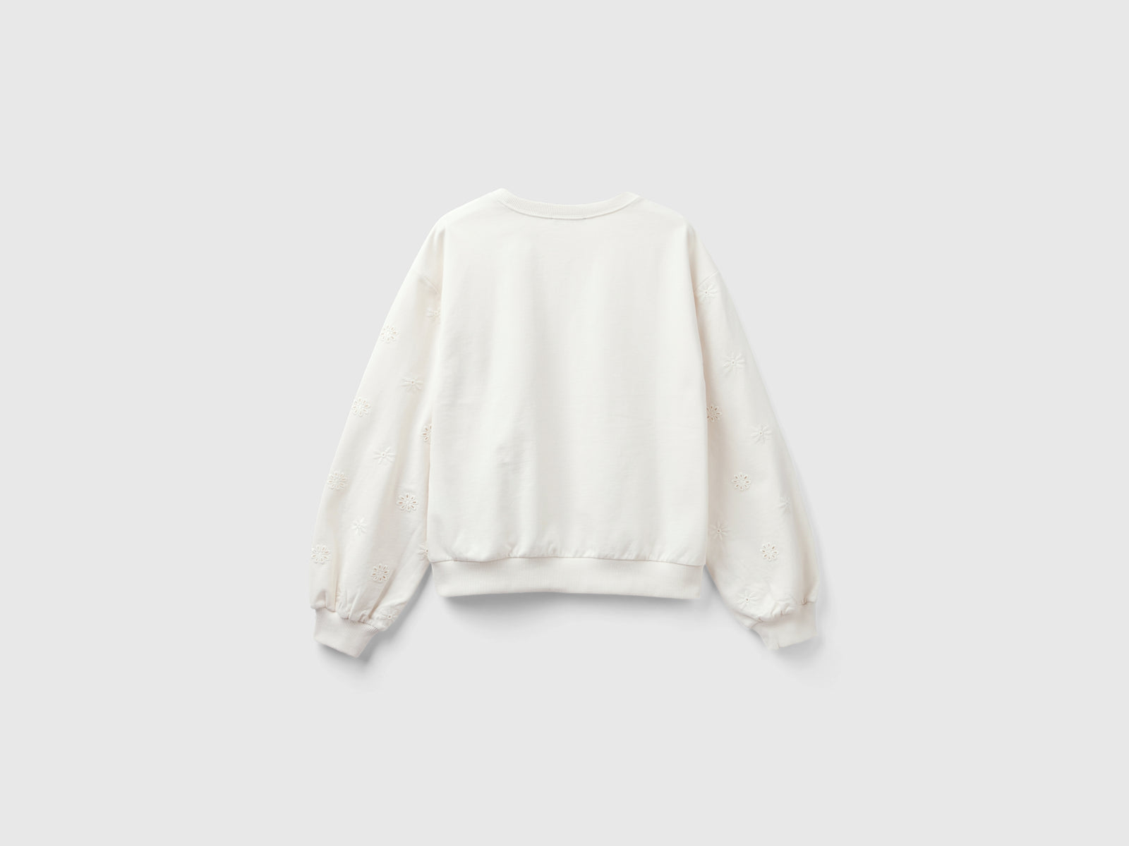 Felpa con ricamo fiori da donna bianco panna 2 | Benetton Outlet