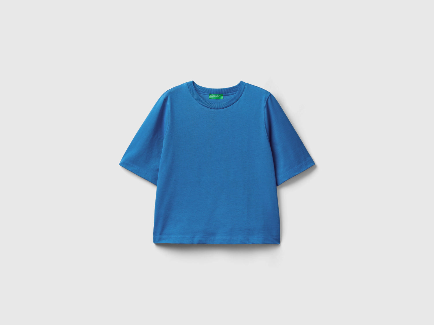 T-shirt boxy fit 100% cotone da donna blu | Benetton Outlet