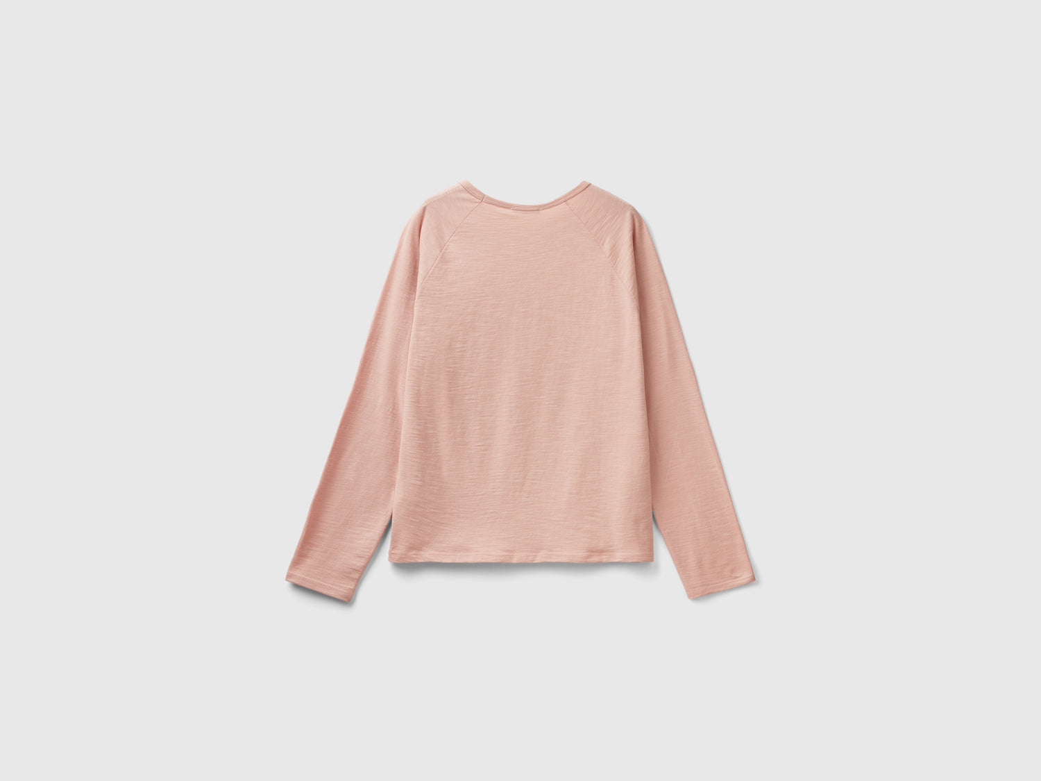 T-shirt manica lunga in cotone leggero da donna rosa tenue | Benetton Outlet
