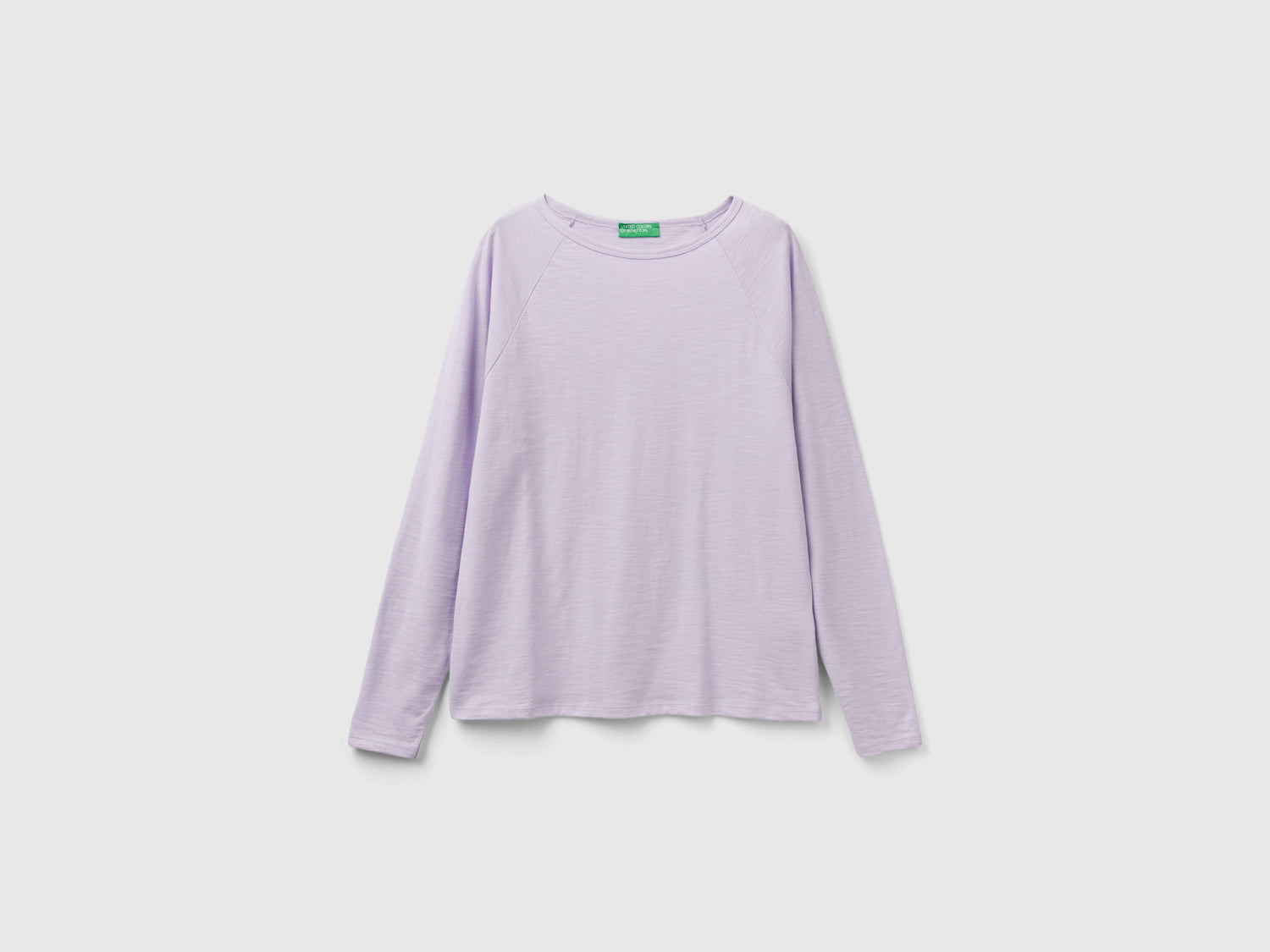 T-shirt manica lunga in cotone leggero da donna lilla | Benetton Outlet