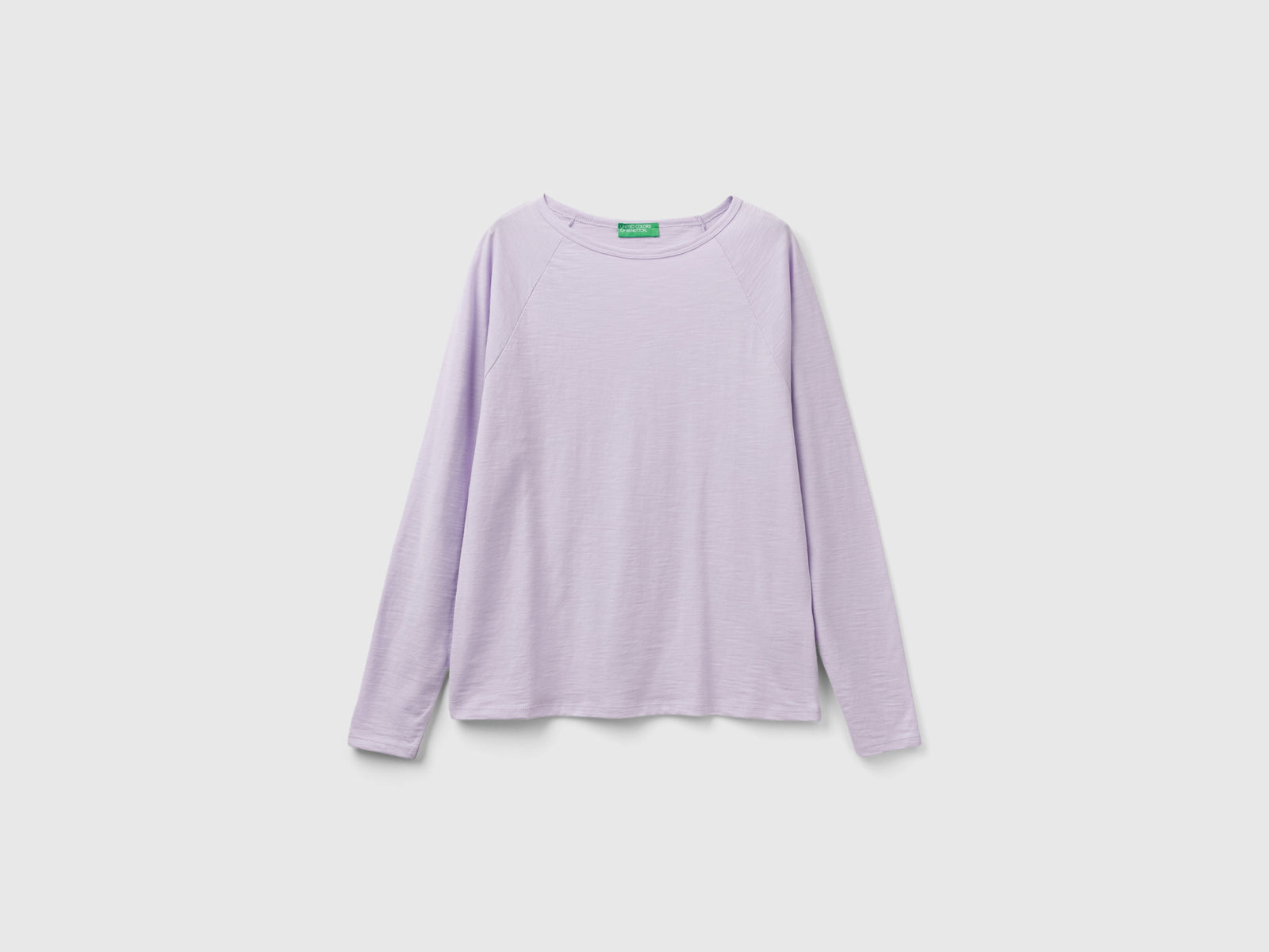 T-shirt manica lunga in cotone leggero da donna lilla | Benetton Outlet