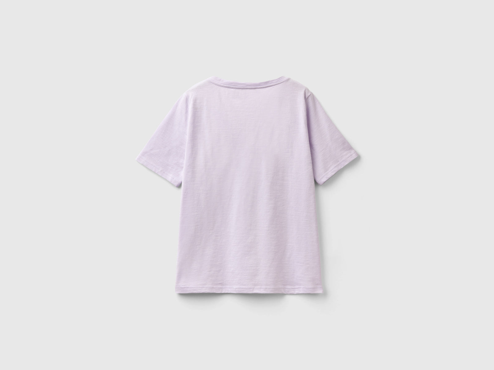 T-shirt scollo a V in cotone fiammato da donna lilla 2 | Benetton Outlet
