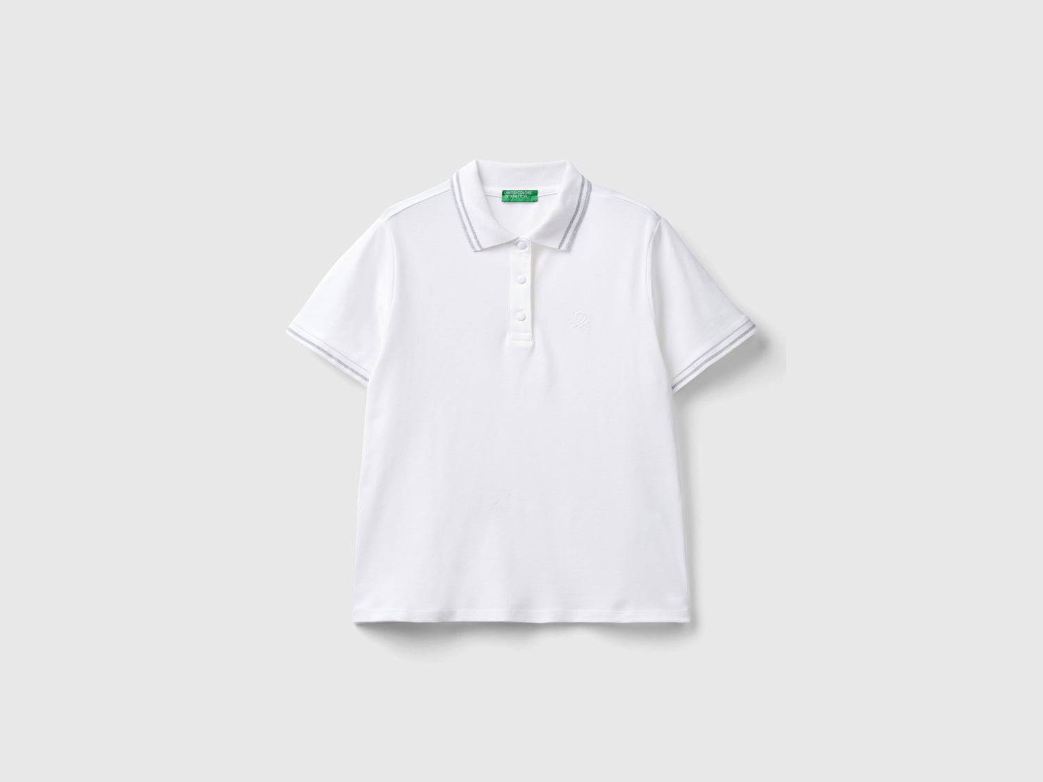 Polo in cotone bio stretch da donna bianco | Benetton Outlet
