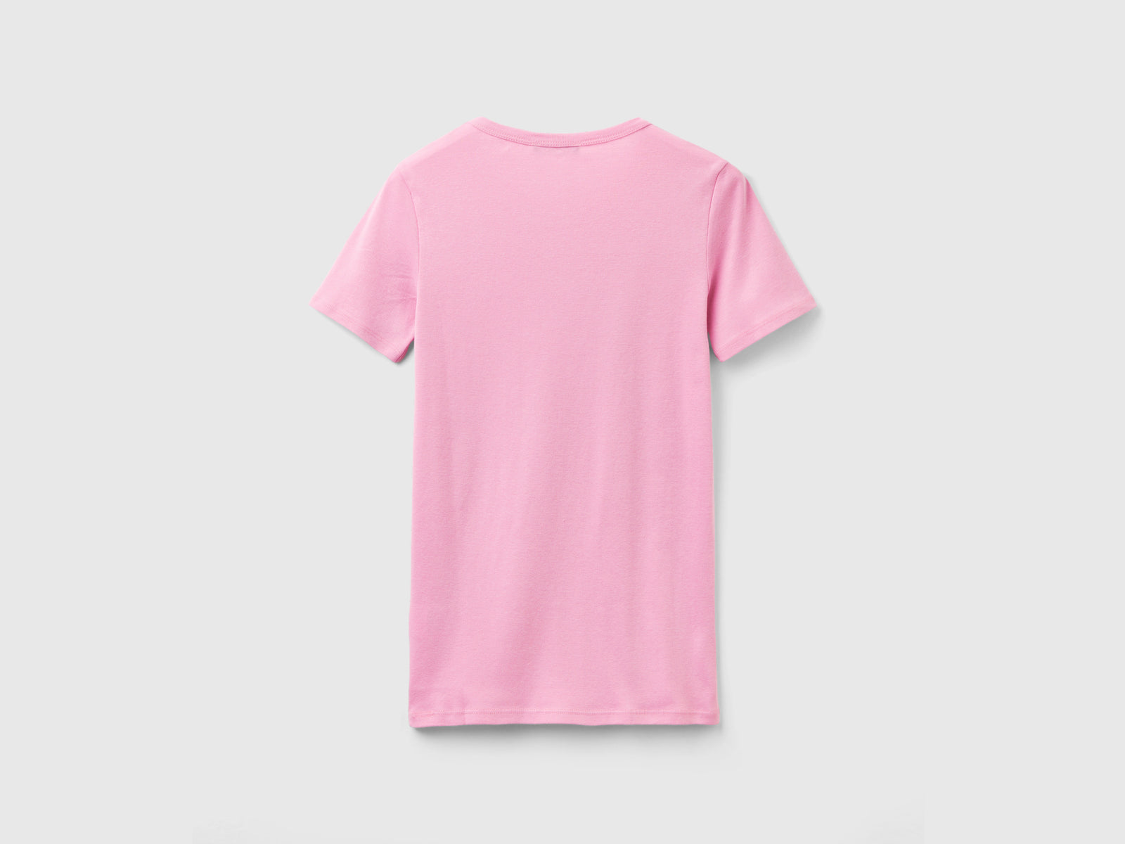 T-shirt in cotone a fibra lunga da donna rosa pastello 2 | Benetton Outlet