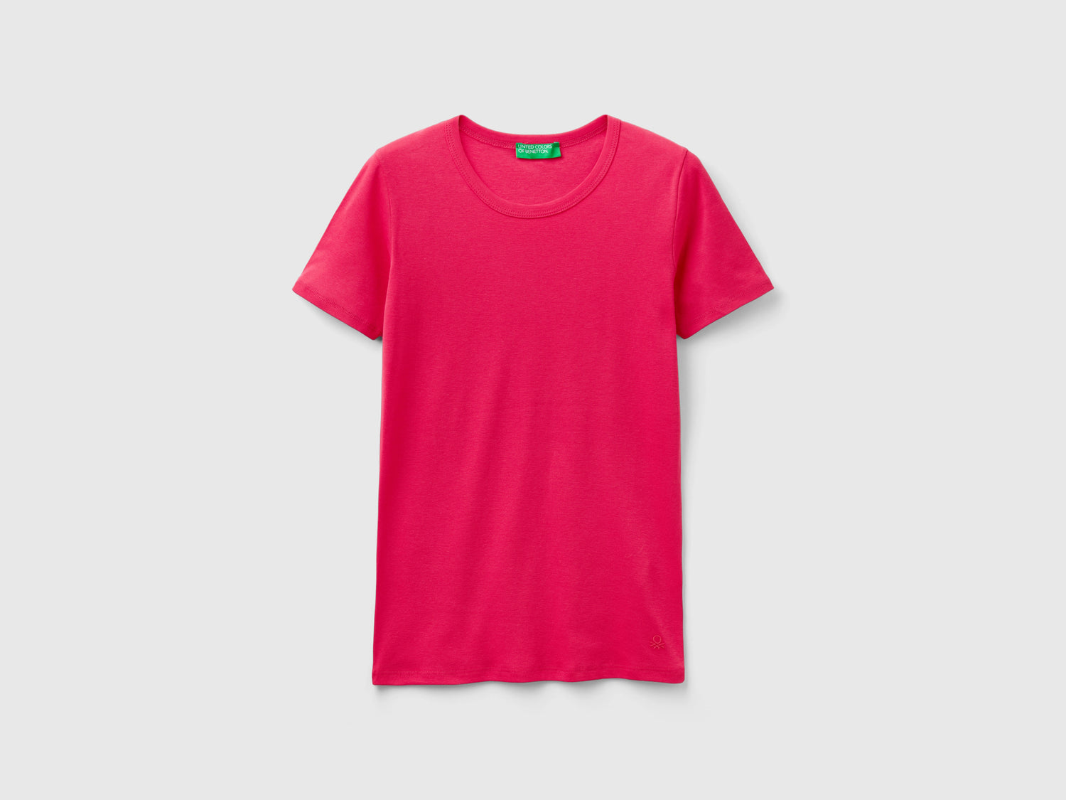 T-shirt in cotone a fibra lunga da donna fucsia | Benetton Outlet
