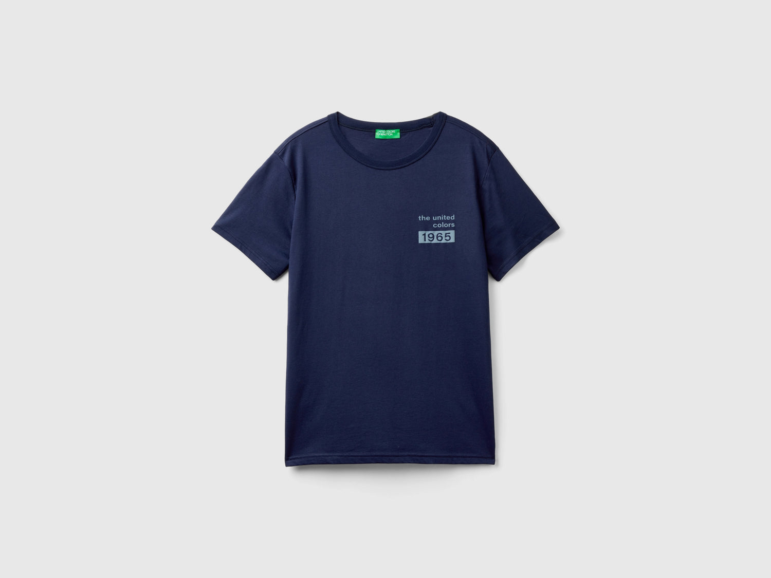T-shirt in cotone bio con stampa logo da uomo blu scuro | Benetton Outlet