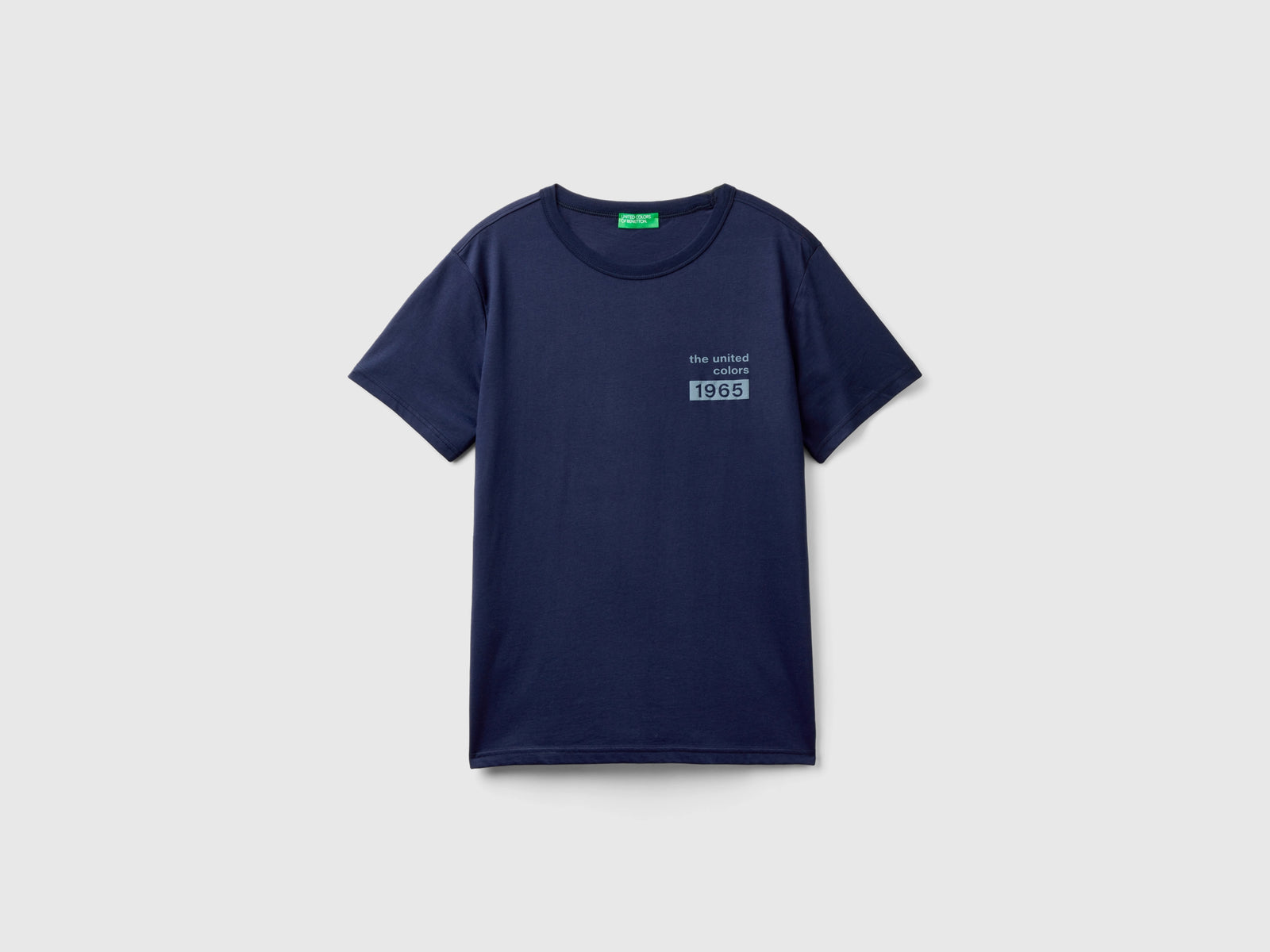 T-shirt in cotone bio con stampa logo da uomo blu scuro | Benetton Outlet