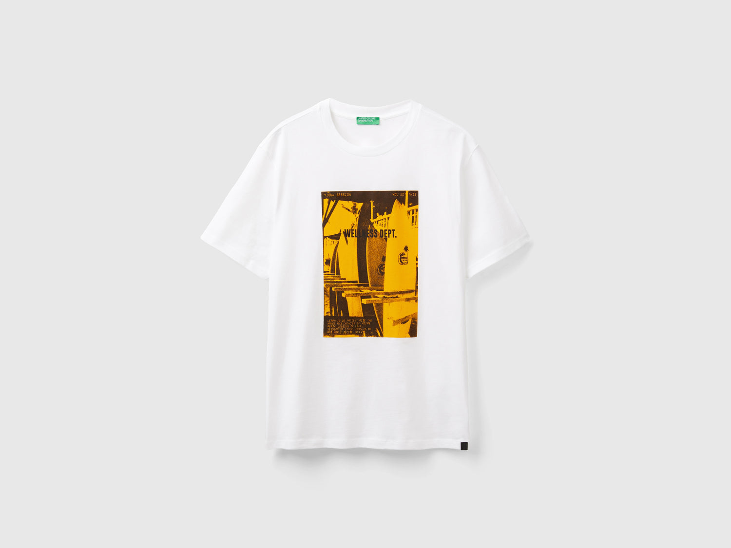 T-shirt con stampa in cotone bio da uomo bianco | Benetton Outlet