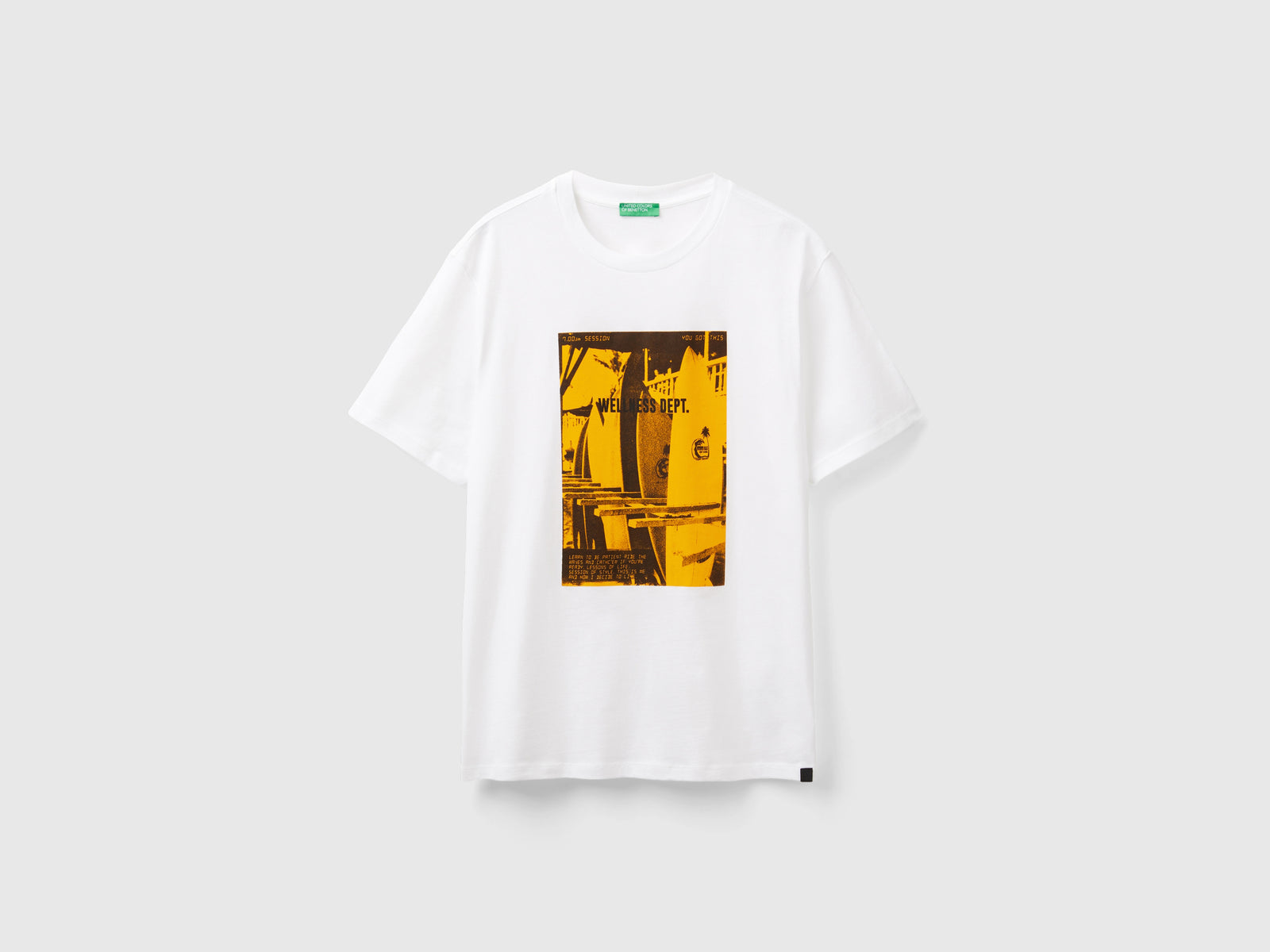 T-shirt con stampa in cotone bio da uomo bianco | Benetton Outlet
