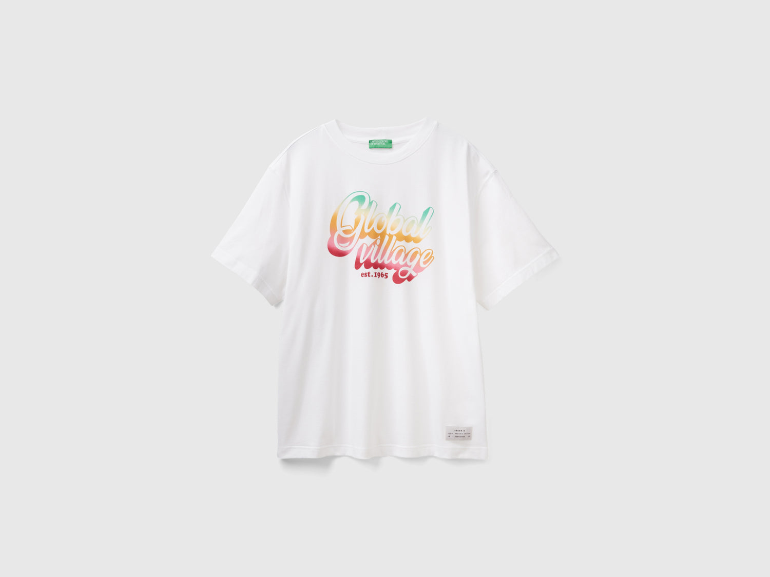 T-shirt over fit con stampa da uomo bianco | Benetton Outlet