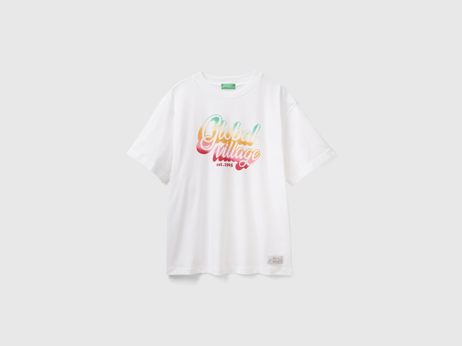 T-shirt over fit con stampa da uomo bianco | Benetton Outlet