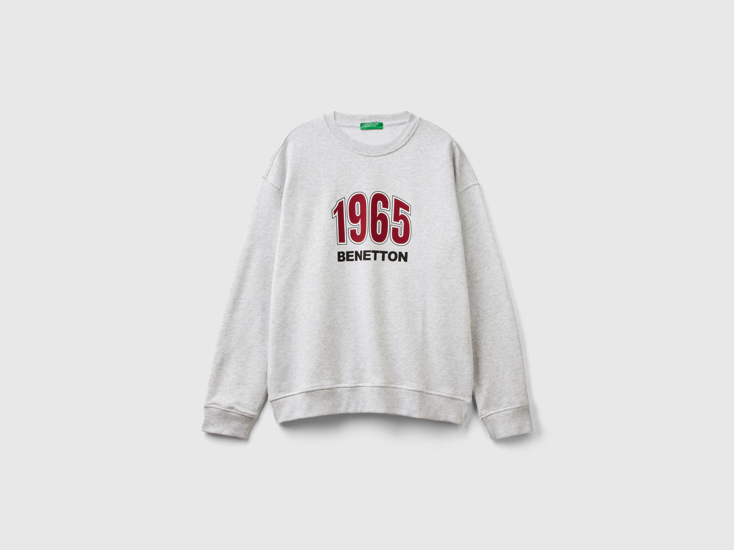 Sudadera de cuello redondo con estampado de logotipo da uomo grigio chiaro | Benetton Outlet