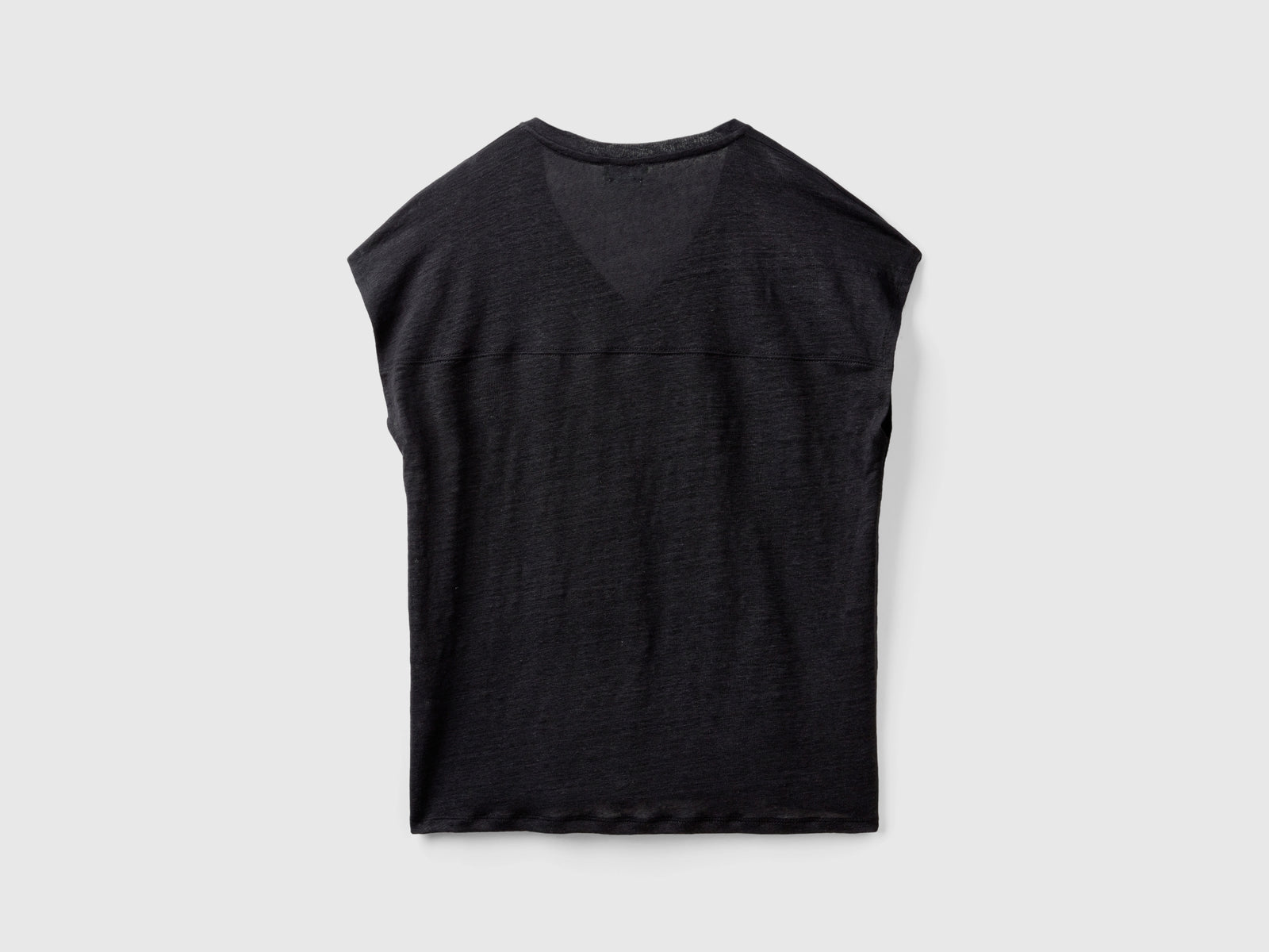 Pure linen V-neck T-shirt da donna nero 2 | Benetton Outlet