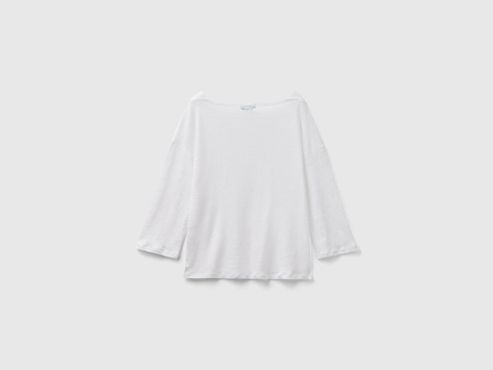 T-shirt manica a 3/4 in puro lino da donna bianco 2 | Benetton Outlet