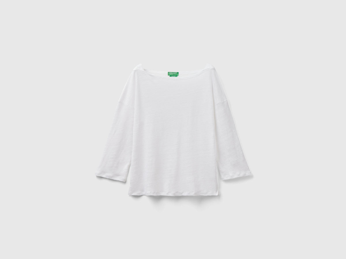 T-shirt manica a 3/4 in puro lino