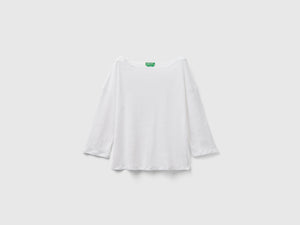 T-shirt manica a 3/4 in puro lino