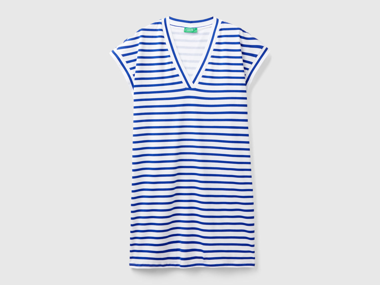 Abito a righe con scollo a V da donna blu | Benetton Outlet