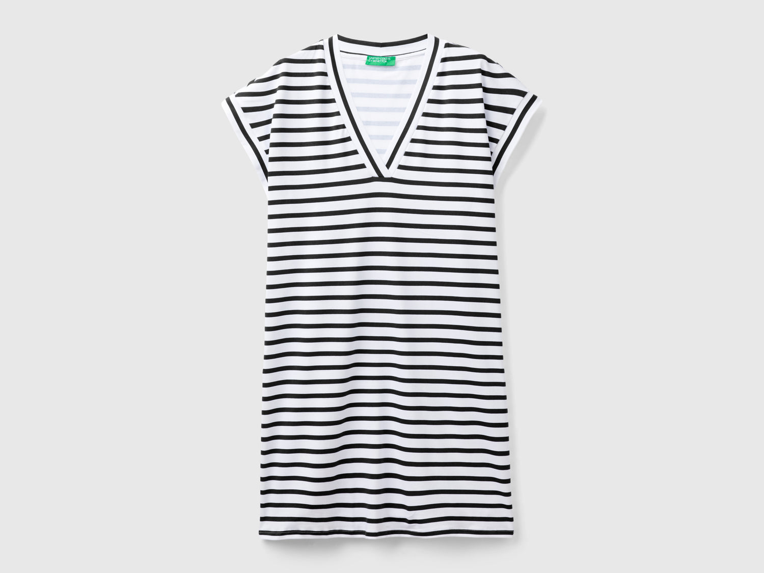 Abito a righe con scollo a V da donna nero | Benetton Outlet