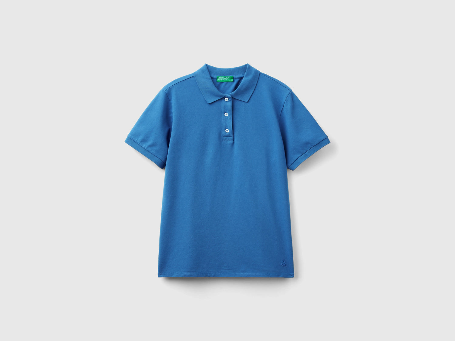 Polo in cotone bio stretch da donna blu | Benetton Outlet