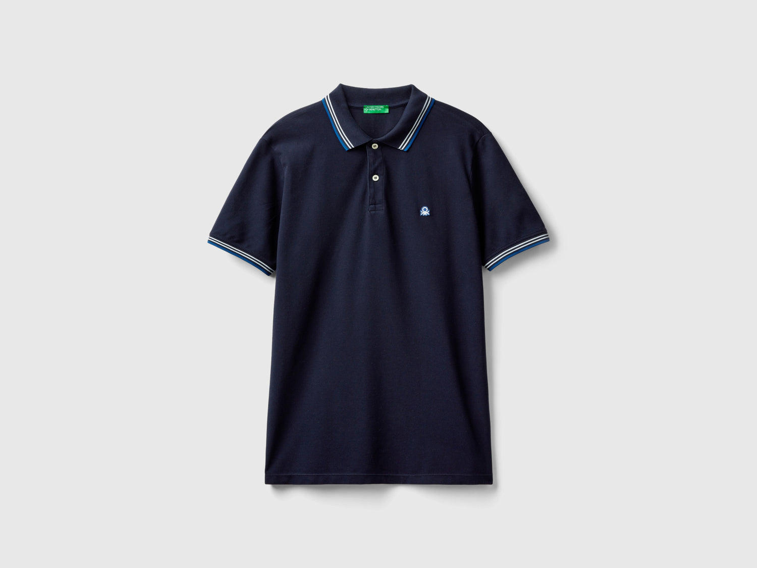 Polo de manga corta en algodón elástico da uomo blu scuro | Benetton Outlet