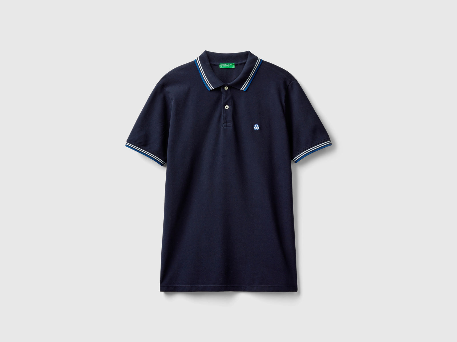 Polo de manga corta en algodón elástico da uomo blu scuro | Benetton Outlet