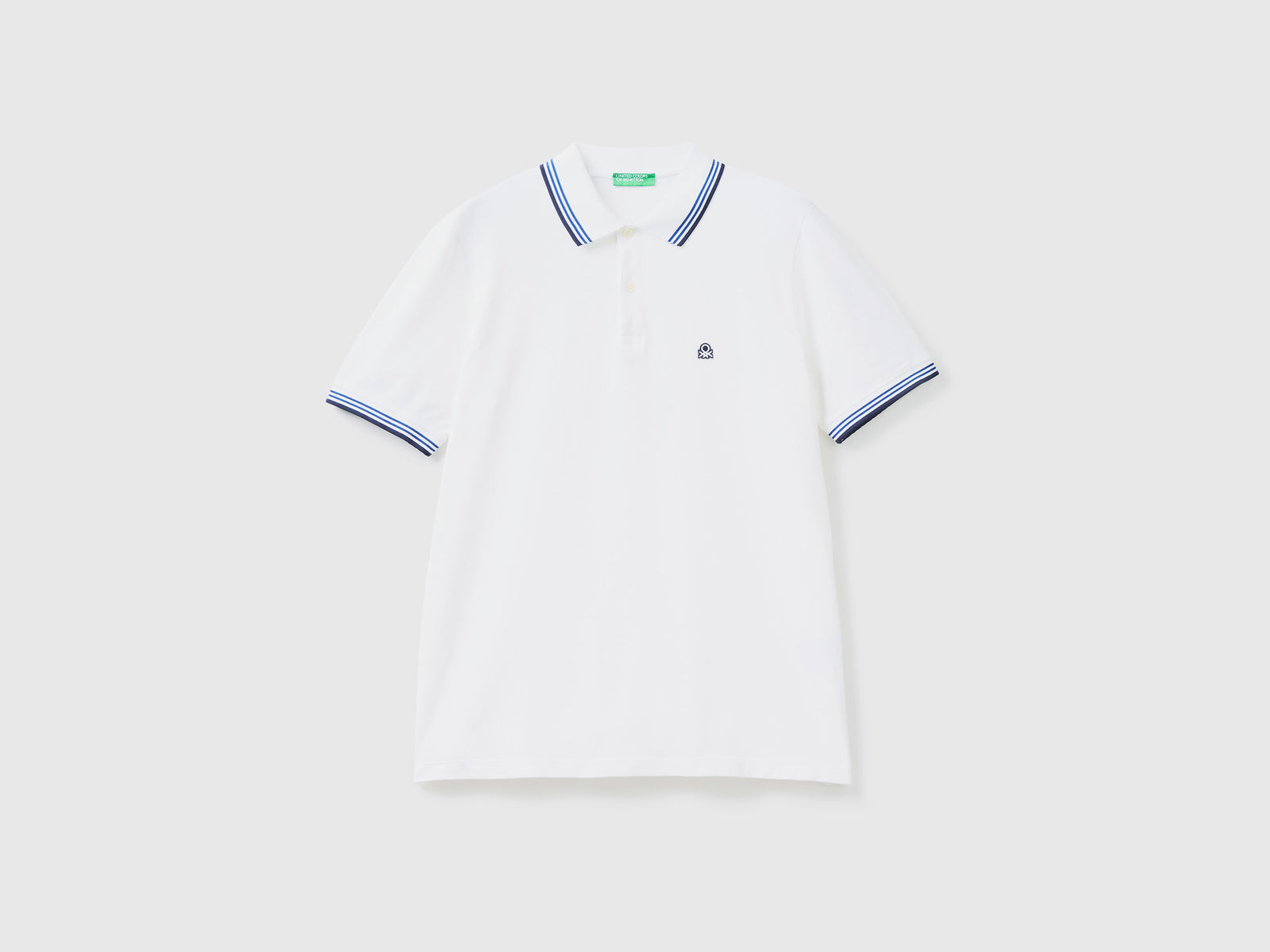 Polo a manica corta in cotone stretch da uomo bianco | Benetton Outlet