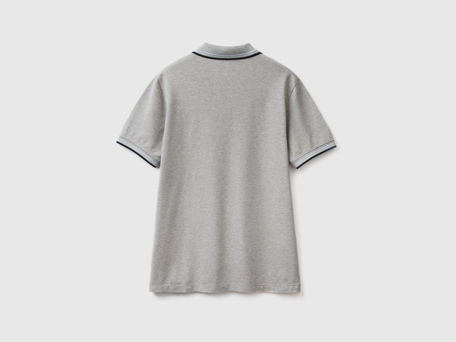 Polo a manica corta in cotone stretch da uomo grigio chiaro 2 | Benetton Outlet