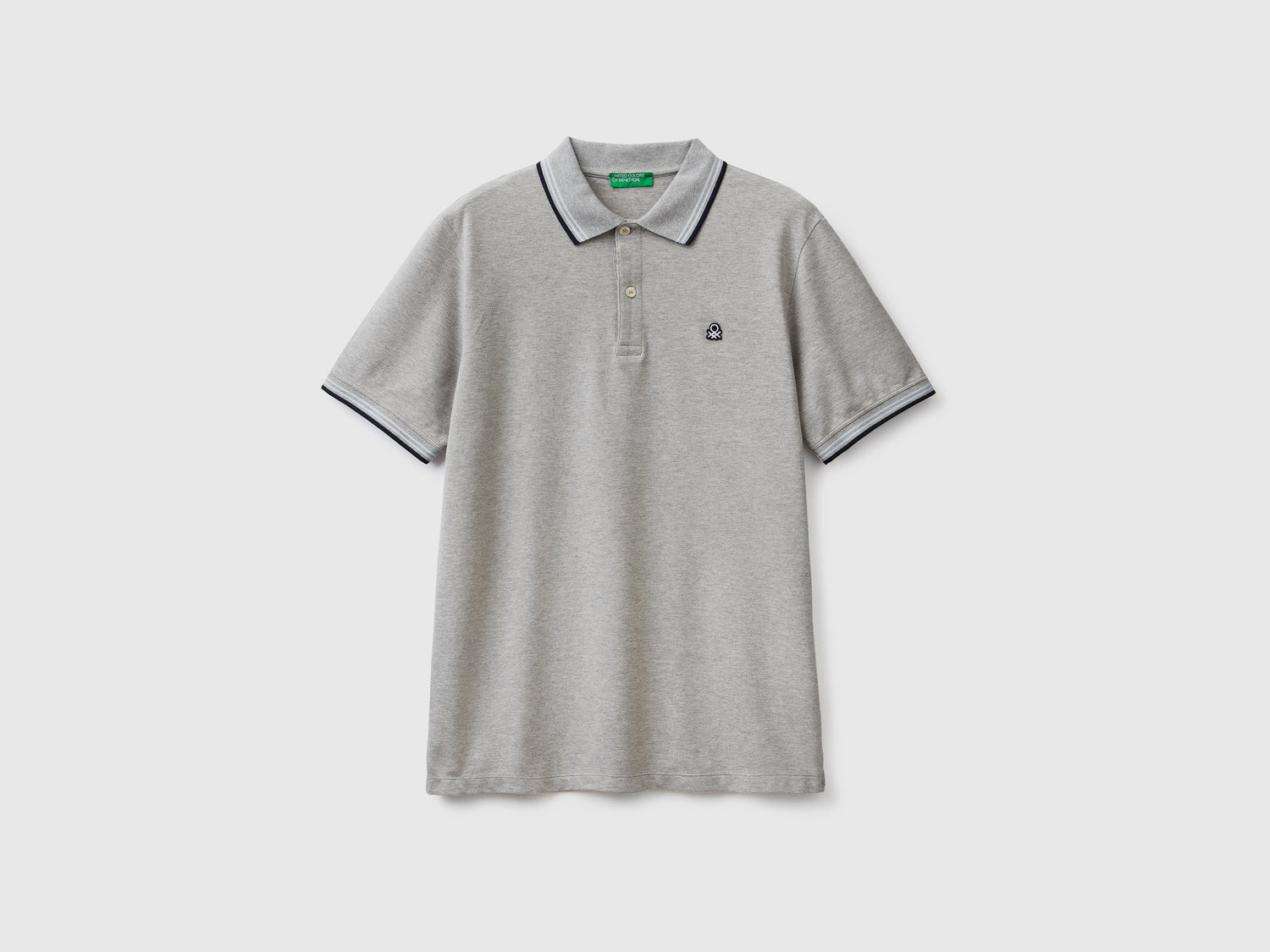 Polo de manga corta en algodón elástico da uomo grigio chiaro | Benetton Outlet
