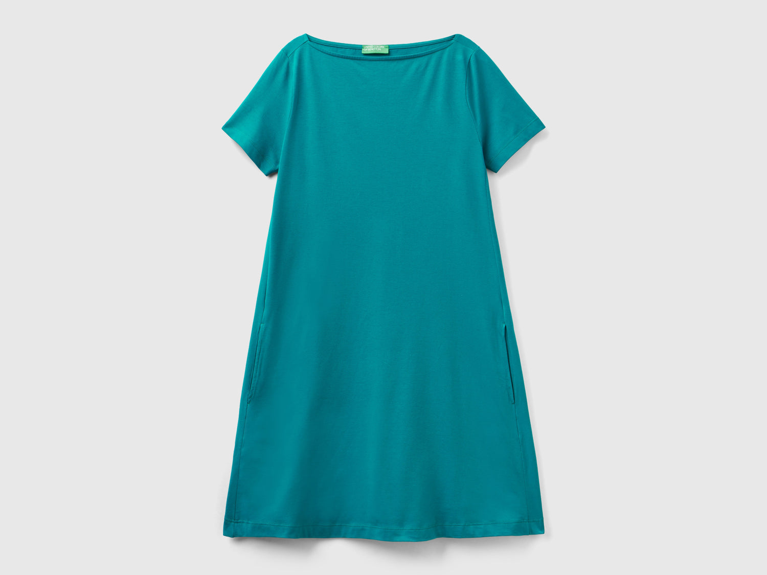 Abito corto svasato da donna verde acqua | Benetton Outlet