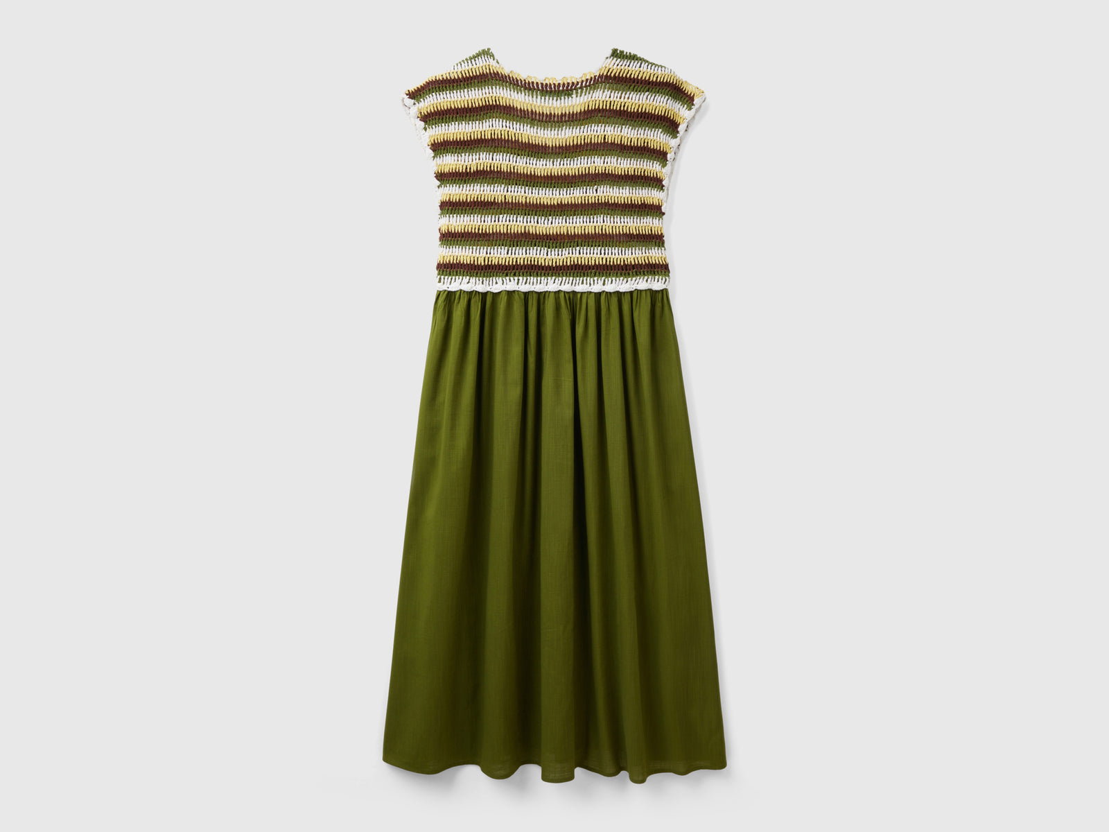 Vestito con corpetto crochet da donna verde 2 | Benetton Outlet
