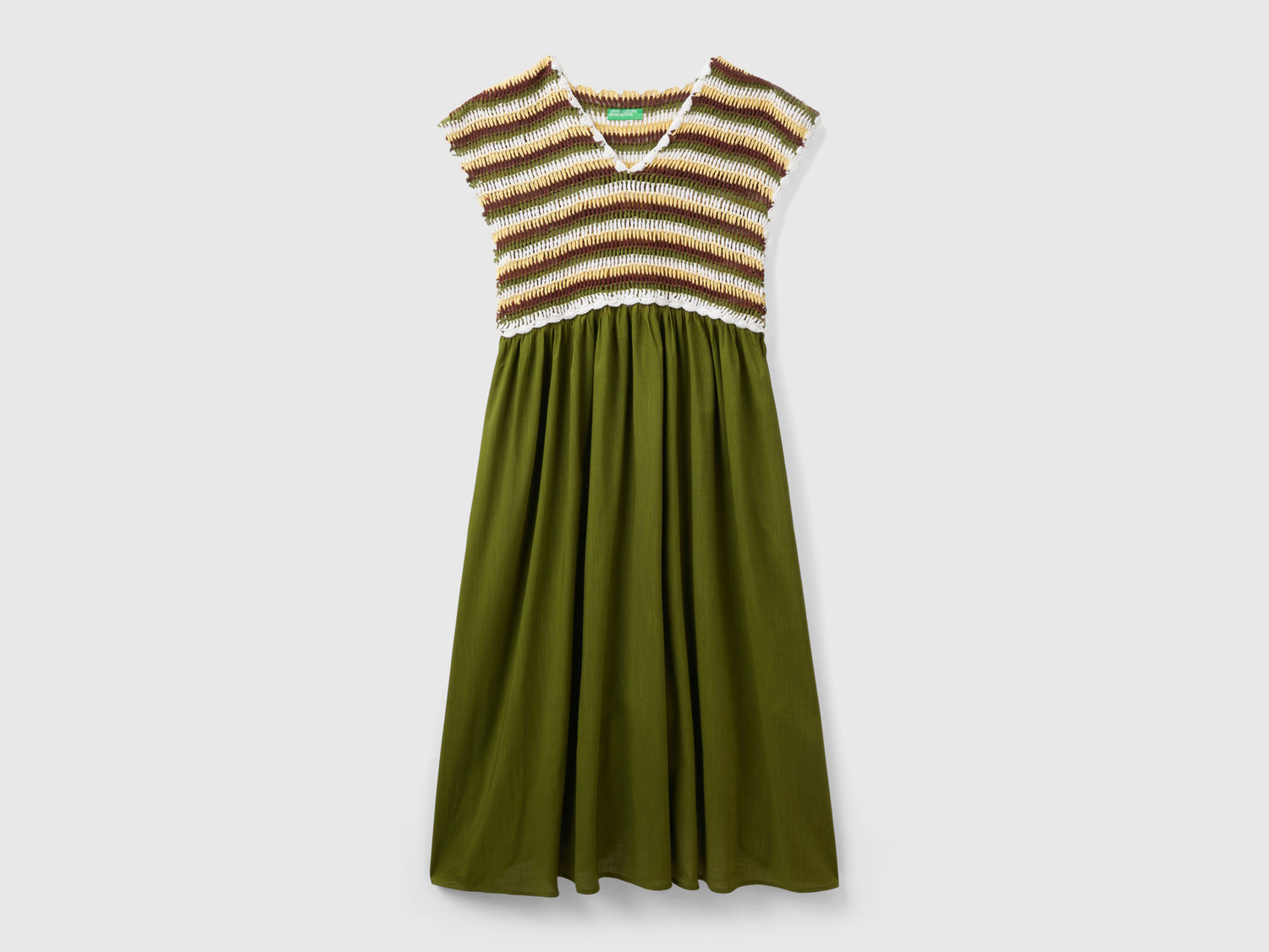 Vestito con corpetto crochet da donna verde | Benetton Outlet