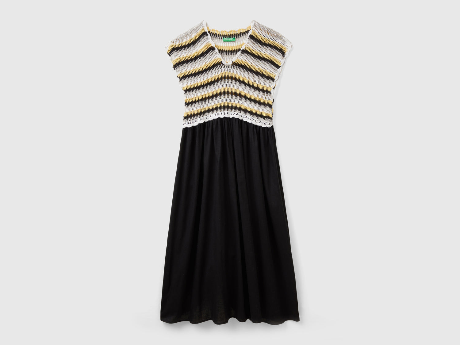 Vestito con corpetto crochet da donna nero | Benetton Outlet