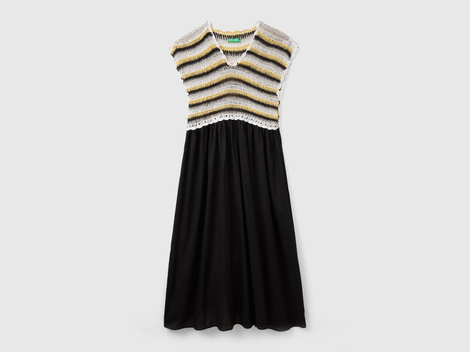 Vestito con corpetto crochet da donna nero | Benetton Outlet