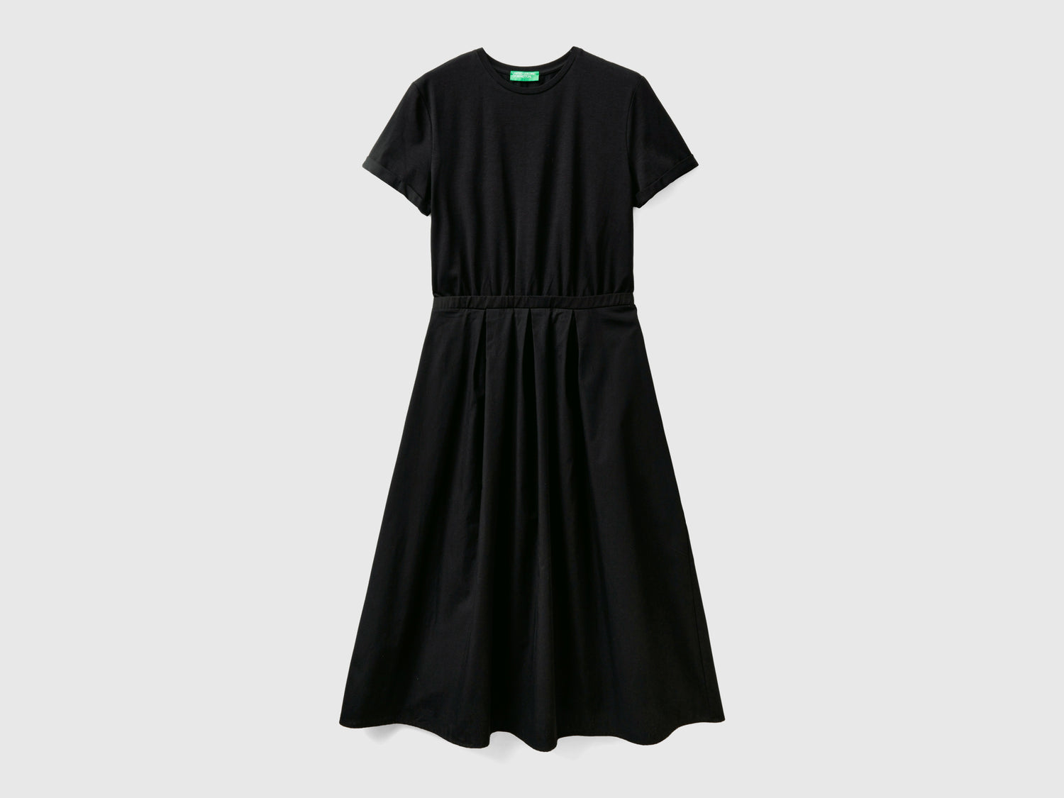 Vestito lungo in cotone da donna nero | Benetton Outlet