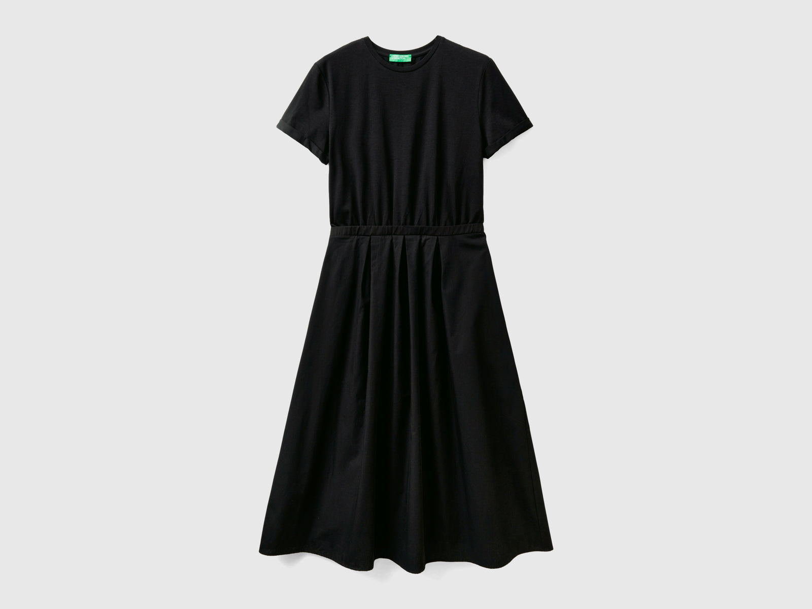 Vestito lungo in cotone da donna nero | Benetton Outlet
