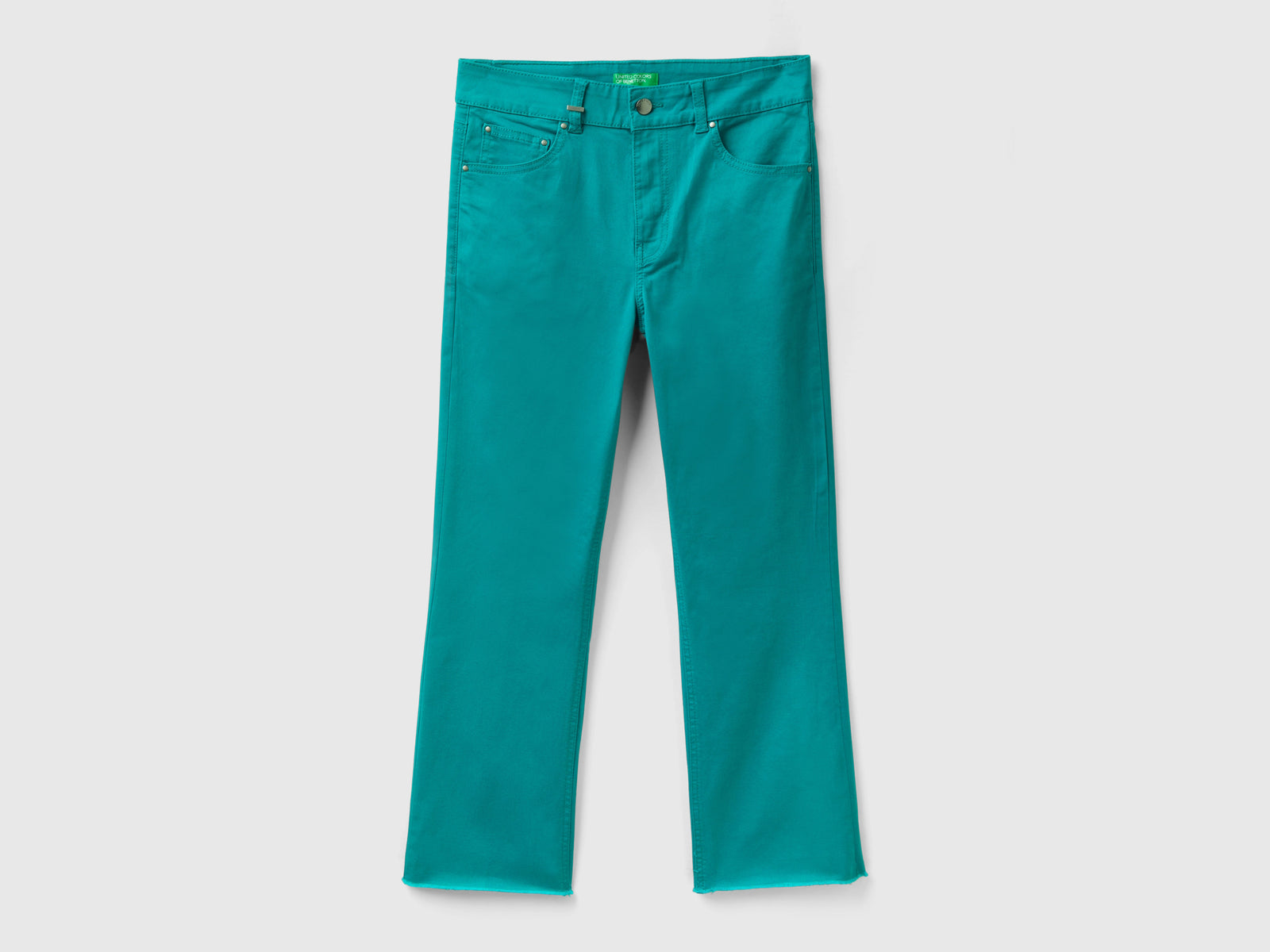 Pantaloni cropped cinque tasche da donna verde | Benetton Outlet